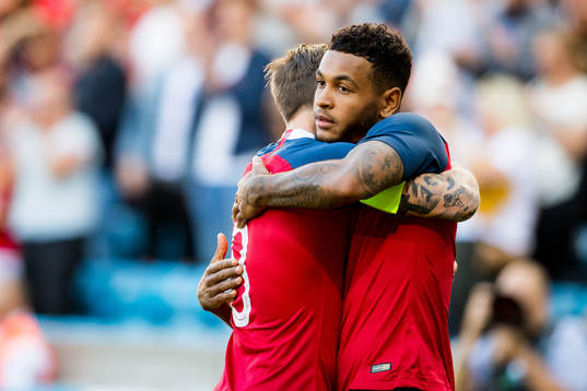Joshua King of Norway celebrates the 1-0 goal