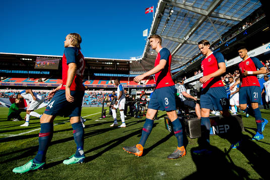 Kristoffer Ajer and Sander Berge of Norway