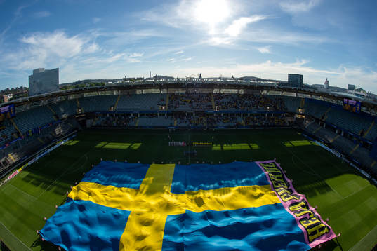 En svensk flagga på Gamla Ullevi
