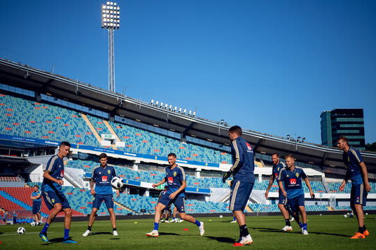 Sveriges Mikael Lustig, Victor Lindelöf, Marcus Berg,