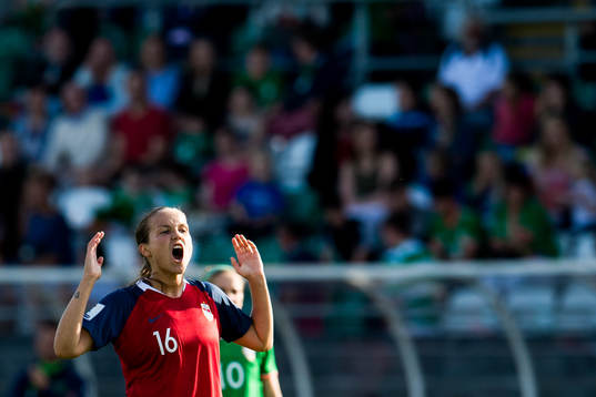 Guro Reiten of Norway reacts