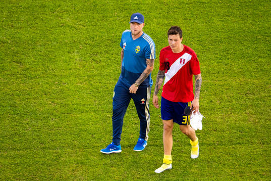 John Guidetti and Victor Nilsson Lindelöf of Sweden