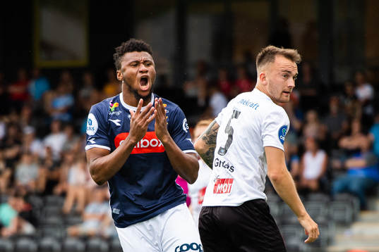 Aniekpeno Udoh of Viking reacts