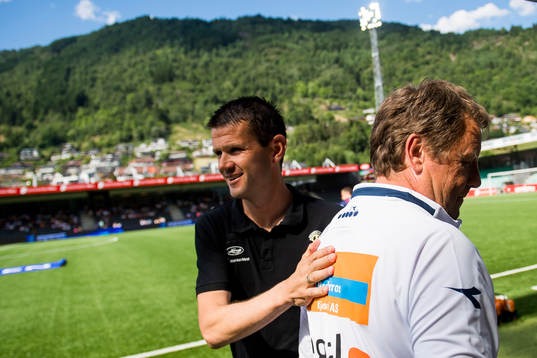 Eirik Bakke, head coach of Sogndal, and Bjarne Berntsen,