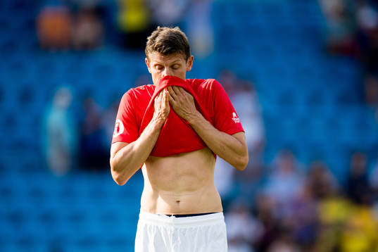 Tore André Flo of Norway looks dejected