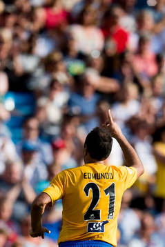 Edmundo of Brazil celebrates the 0-2 goal