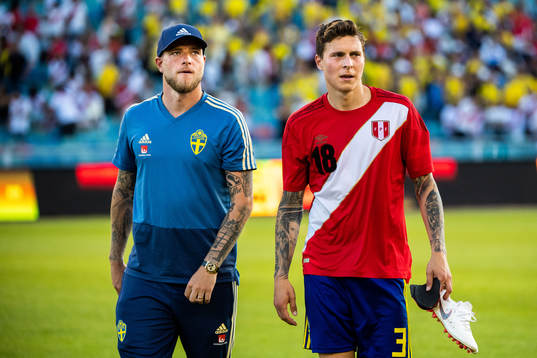 John Guidetti and Victor Nilsson Lindelöf of Sweden