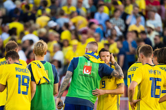 Marcus Berg of Sweden with team mates