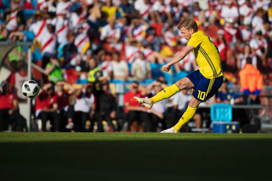 Emil Forsberg of Sweden with a shot