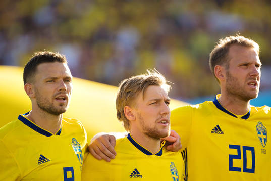 Marcus Berg, Emil Forsberg and Ola Toivonen of Sweden