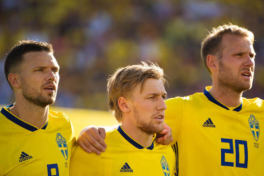 Marcus Berg, Emil Forsberg and Ola Toivonen of Sweden