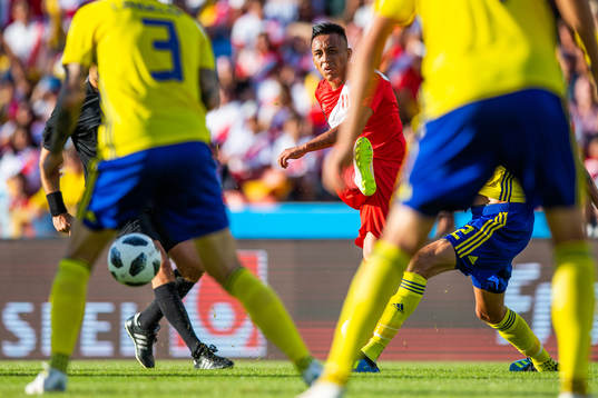 Christian Cueva of Peru with a shot