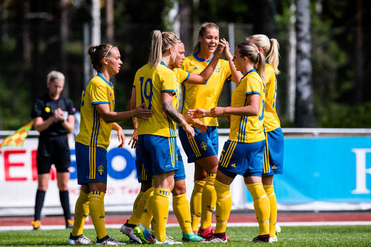 Sveriges spelare jublar
