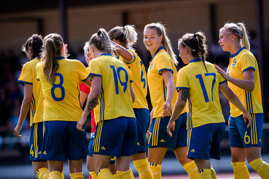Sveriges spelare jublar