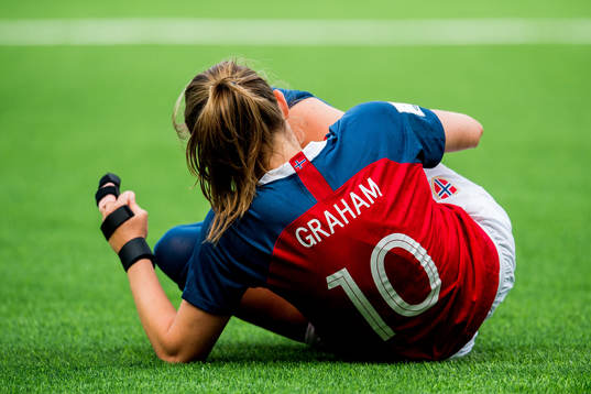 Caroline Graham Hansen of Norway goes down for a penalty