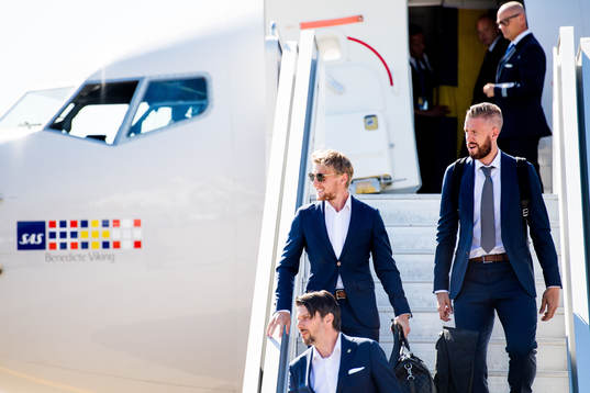 Emil Forsberg and Pontus Jansson of Sweden when the Swedish