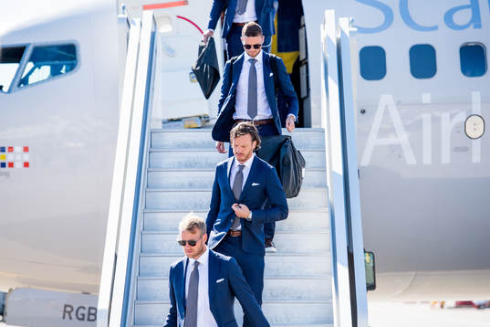 Ola Toivonen, Gustav Svensson and Marcus Berg of Sweden