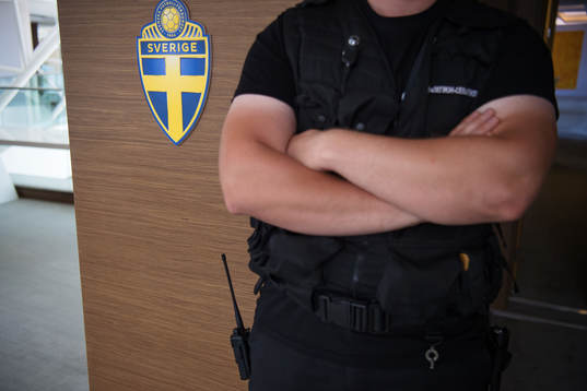 An agent from Russian security services FSB stands guard