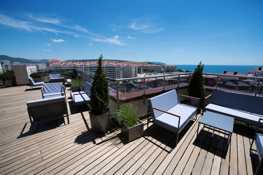 A terrace at Kempinski Hotel