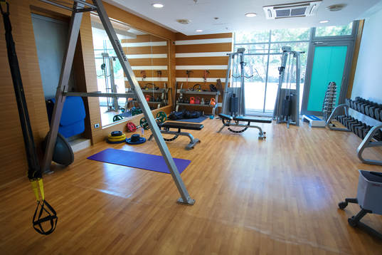 A gym inside the Kempinski Hotel