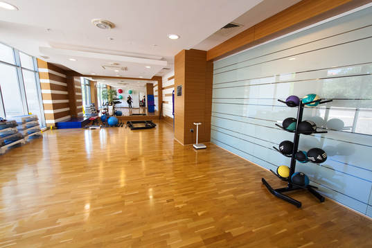 A gym inside the Kempinski Hotel