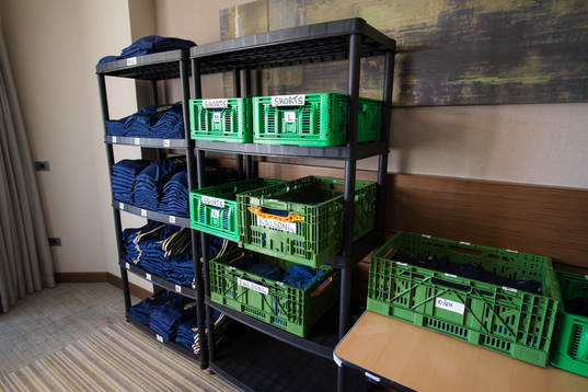 Storage for clothes and utilities at Kempinski Hotel