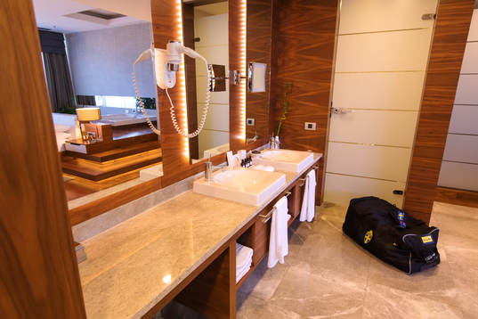 View inside a bathroom at Kempinski Hotel