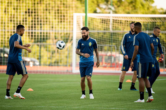 Martin Olsson and Jimmy Durmaz of the Swedish national