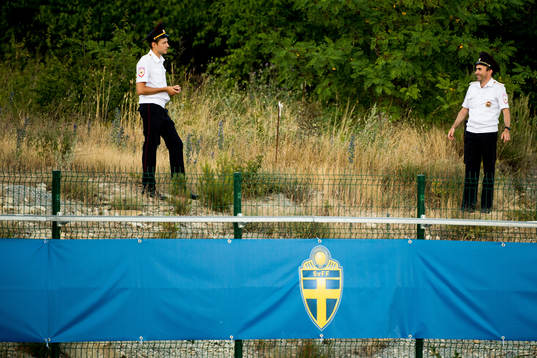 Guards watching the Swedish national football team