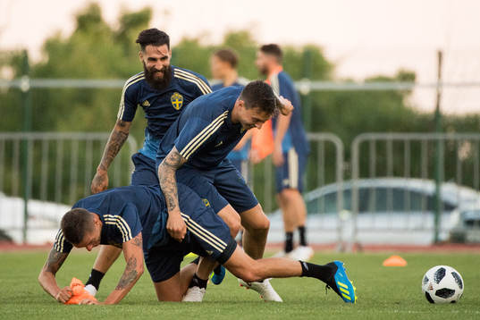 Mikael Lustig, Jimmy Durmaz and Victor Nilsson Lindelöf of