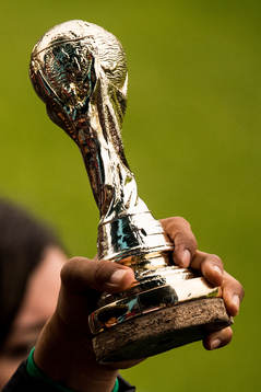 A copy of the World Cup Trophy is seen