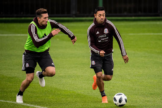 Hector Herrera and Marco Fabian of Mexico