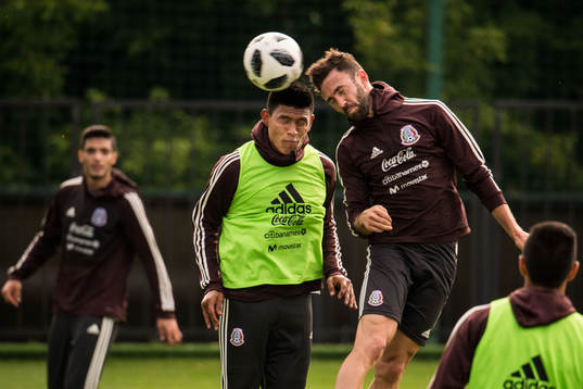 Jesus Gallardo and Miguel Layun of Mexico