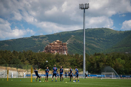 General view of the Swedish national football team's