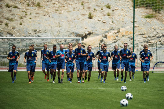 General view of the Swedish national football team's