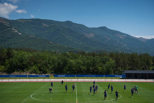 General view of the Swedish national football team's