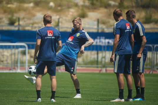 John Guidetti of the Swedish national football team at a