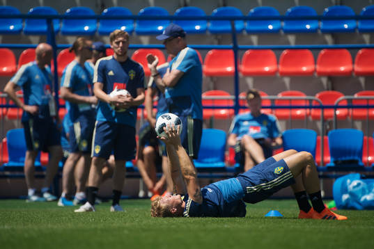 Oscar Hiljemark of the Swedish national football team at a