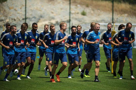 Oscar Hiljemark together with teammates of the Swedish