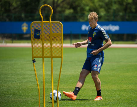 Oscar Hiljemark of the Swedish national football team at a