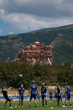 General view of the Swedish national football team's