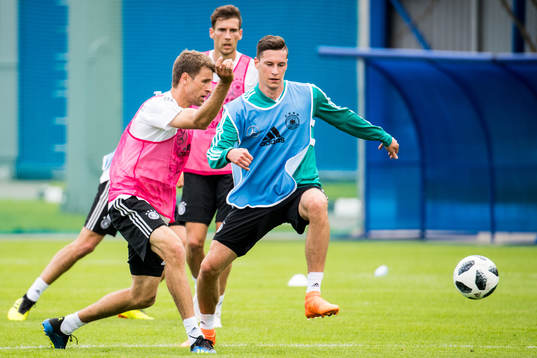 Thomas Muller and Joshua Kimmich of Germany