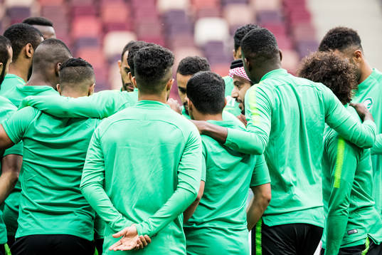 Saudi Arabia Sports Minister Turki al-Sheikh talks to