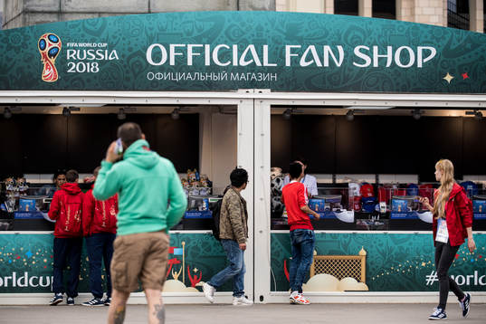 Official fan shop outside Luzhniki Stadium