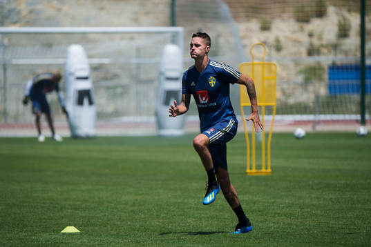 Mikael Lustig of the Swedish national football team at a