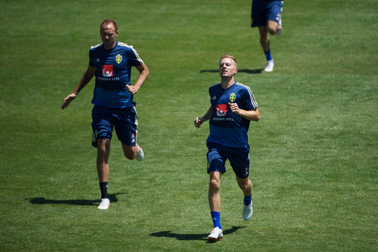 Andreas Granqvist and Sebastian Larsson of the Swedish