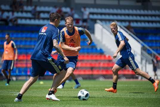 Ola Toivonen of the Swedish national football team at a