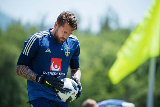 Goalkeeper Kristoffer Nordfeldt of the Swedish national