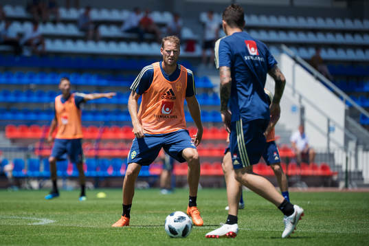 Ola Toivonen of the Swedish national football team at a