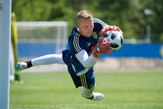 Goalkeeper Karl-Johan Johnsson of the Swedish national